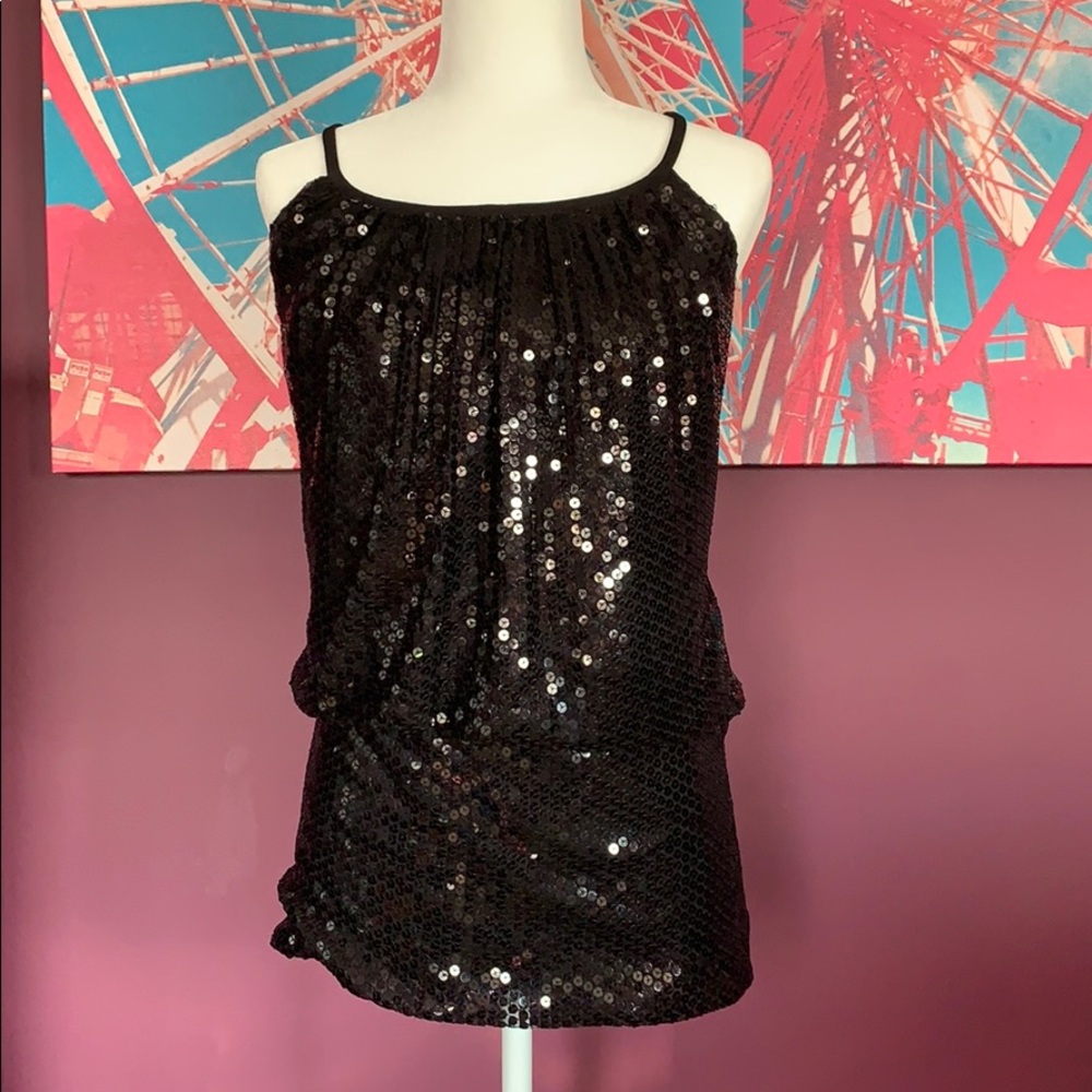 WHBM Black sequined mini dress